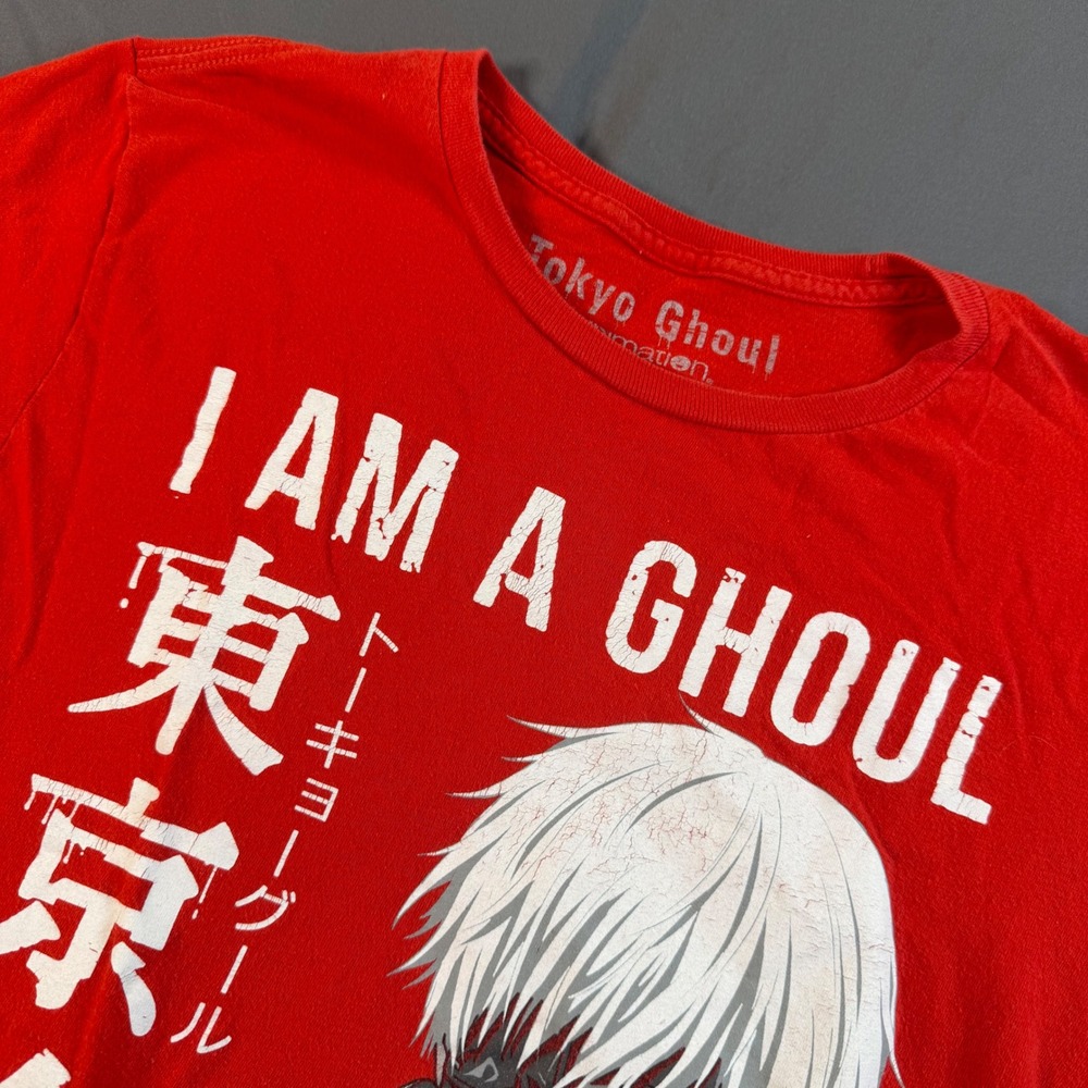 Tokyo Ghoul Ken Kaneki I Am A Ghoul Red Graphic T-Shirt Funimation Mens Medium